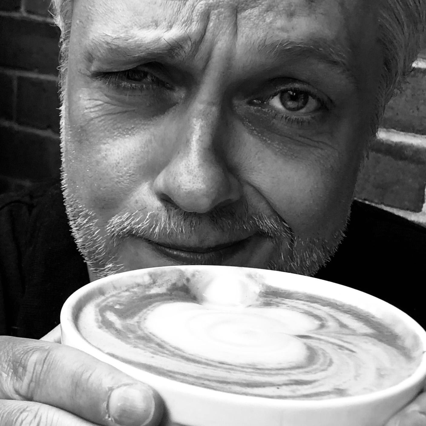 Florian with a cup of coffee
